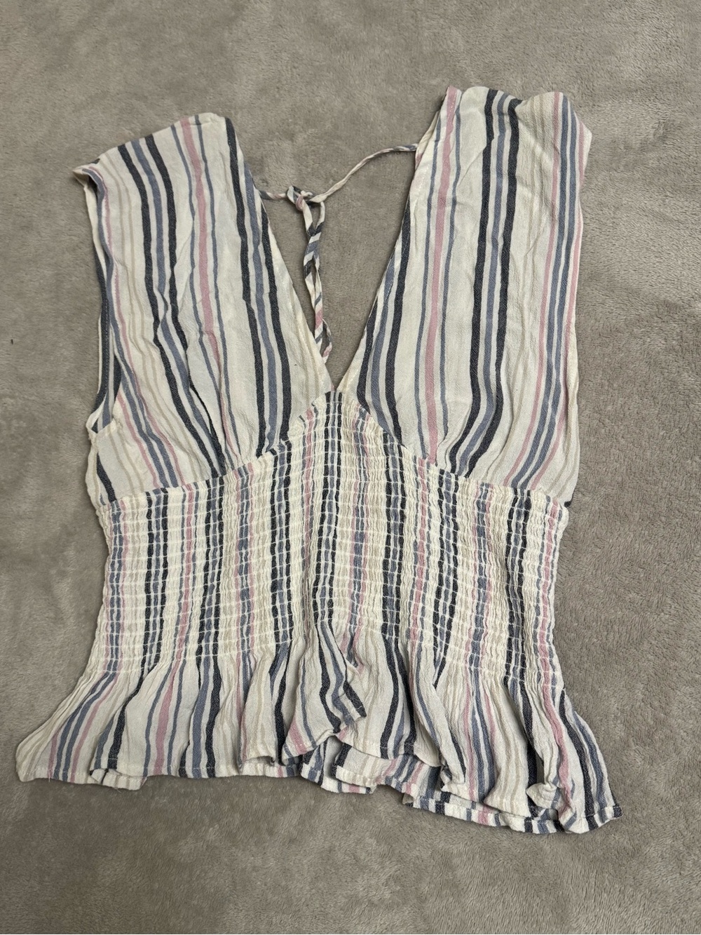 Ten Sixty Sherman White Tank with Navy & Pink Stripes